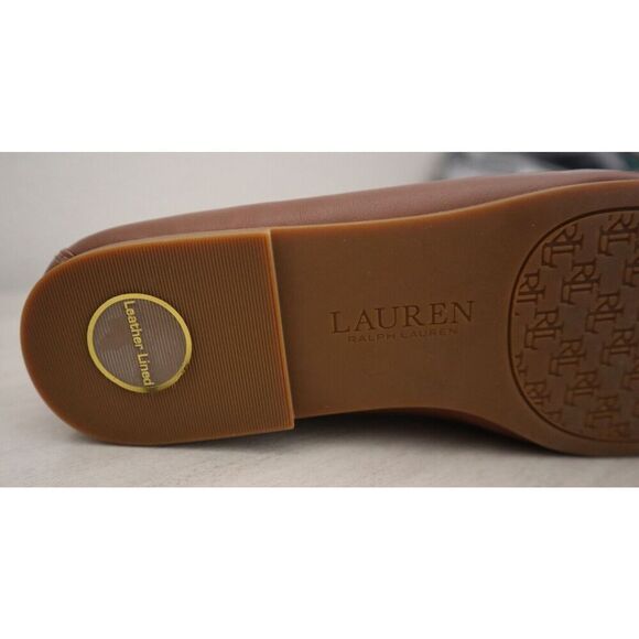 Lauren Ralph Lauren Women's Sz 5.5 Saddle Tan Leather Averi II Loafer Flats $150 - Picture 8 of 10